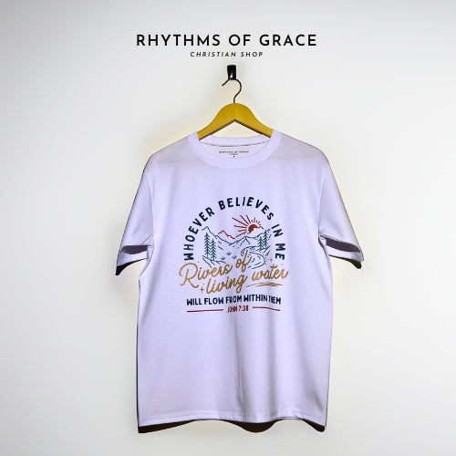 Mga Rhythms of Grace Apparel | Juan 7:38 (Colored Version) | Malaking T-Shirt