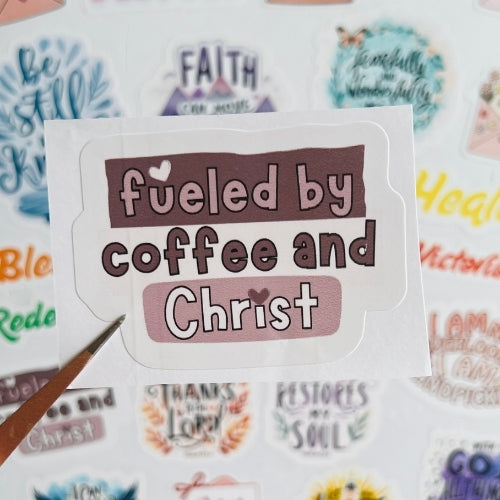 Fueled by Coffee and Christ – Waterproof Sticker