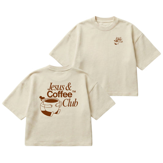 Jesus and Coffee Club – Boxy Cropped Shirt