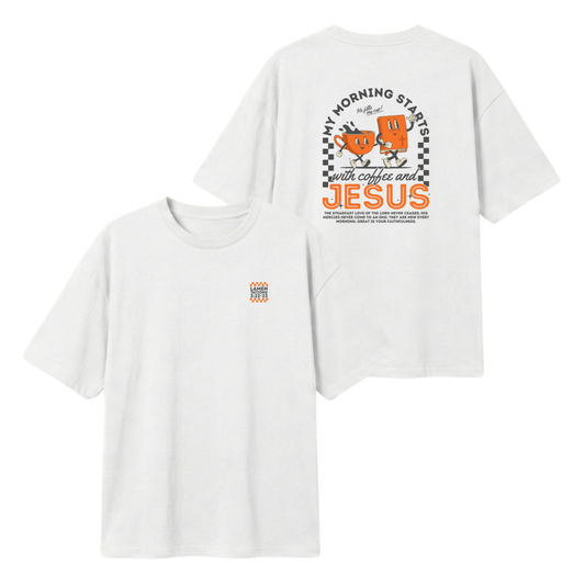 My morning starts with Jesus & coffee – Lightweight Oversized T-Shirt