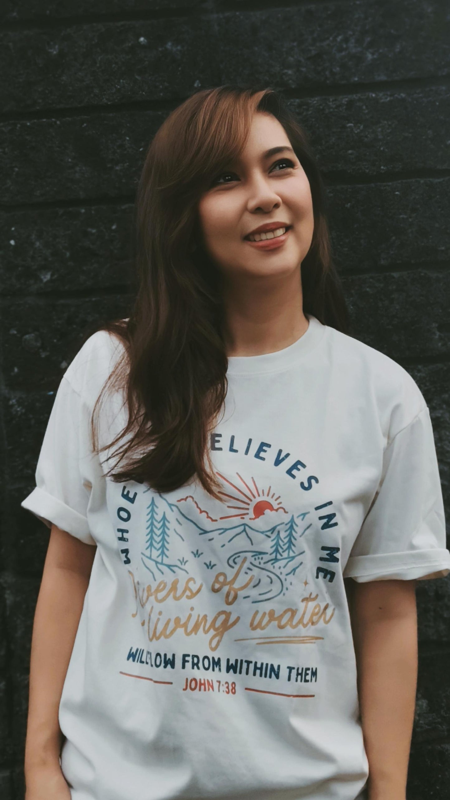Mga Rhythms of Grace Apparel | Juan 7:38 (Colored Version) | Malaking T-Shirt