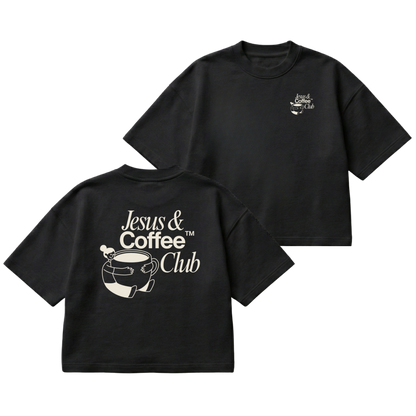 Jesus and Coffee Club – Boxy Cropped Shirt
