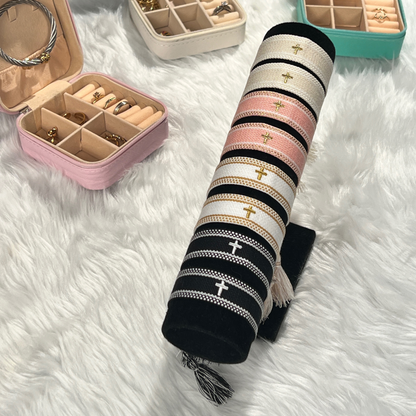 Woven Embroidered Cross Bracelet