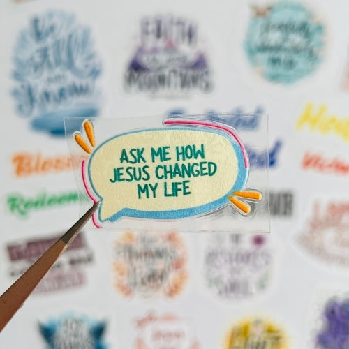 Ask Me How Jesus Changed My Life – UV Waterproof Sticker