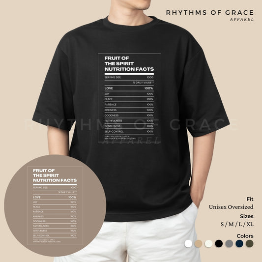 Mga Rhythms of Grace Apparel | Fruit of the Spirit Nutrition Facts | Malaking T-Shirt