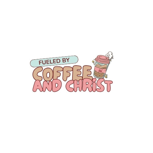Fueled by Coffee and Christ (Pink/Blue) – UV Waterproof Sticker