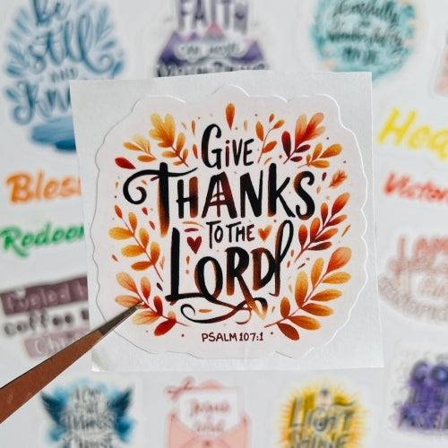 Give Thanks to the Lord – Waterproof Sticker