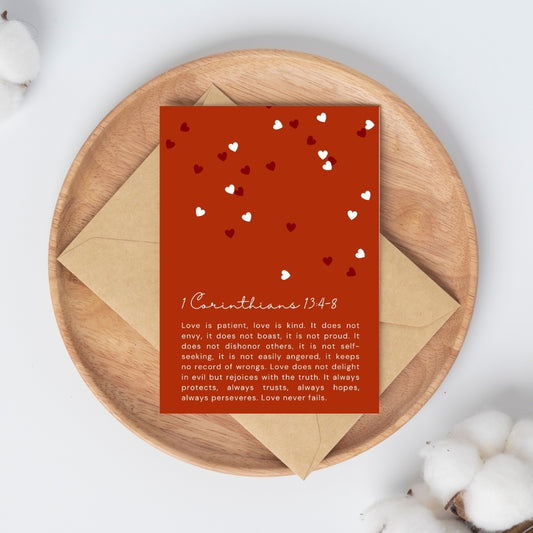 Love Is 1 Corinthians 13 - 4x6 Red Postcard