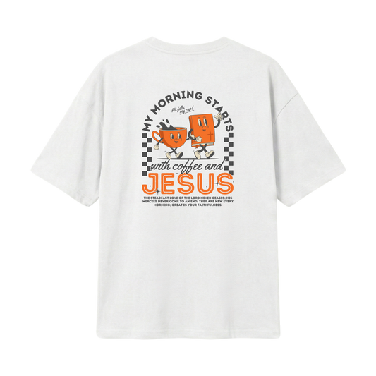 My morning starts with Jesus & coffee – Lightweight Oversized T-Shirt