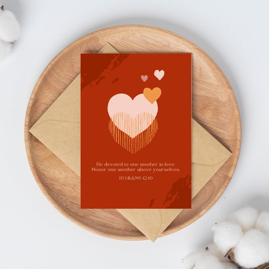 Romans 12:10 - 4x6 Red Postcard