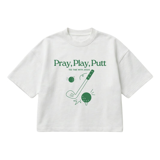 Tee time with Jesus  – Boxy Cropped Shirt