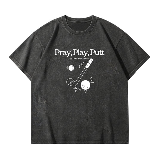 Tee time with Jesus  – Vintage Washed T-Shirt