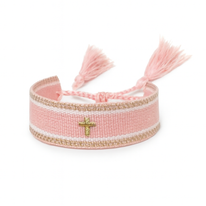 Woven Embroidered Cross Bracelet